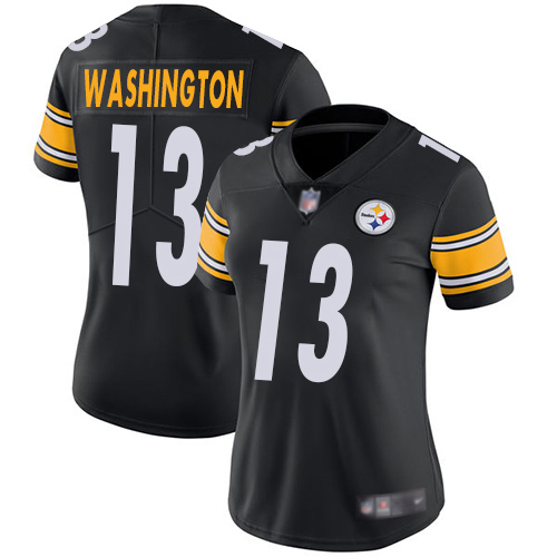 Women Pittsburgh Steelers Football #13 Limited Black James Washington Home Vapor Untouchable Nike NFL Jersey->women nfl jersey->Women Jersey